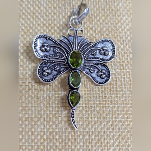 Peridot 925 Sterling Overlay Dragonfly - Picture 1 of 5